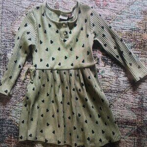 Kids Casual Dress with Heart Pattern